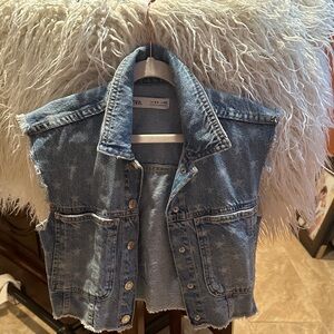 Zara Light Blue Denim Sleeveless Jacket